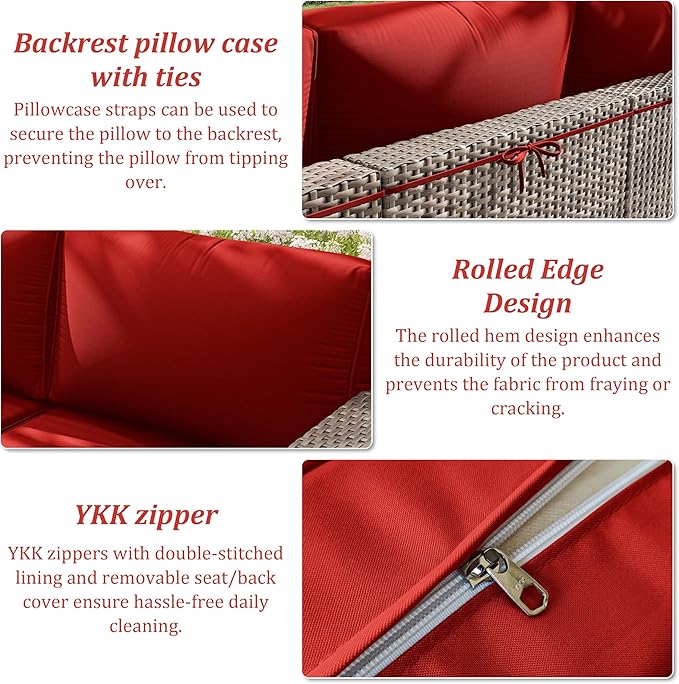 14 Pcs Outdoor Cushion Slipcovers Outdoor Patio Cushion Covers Replacement Waterproof with Zipper for Outdoor Furniture, Patio Sofa Couch 3 Sizes, Covers Only