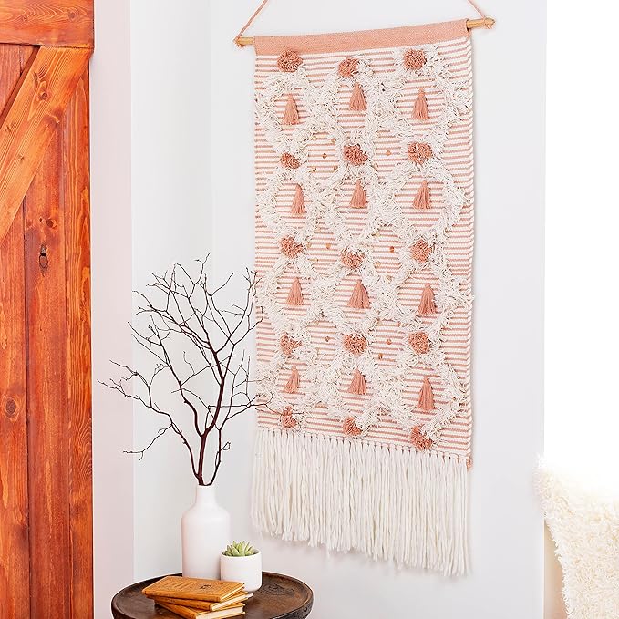 Mark&Day Wall Art, Unterweitersdorf Bohemian Farmhouse White Macrame Tapestry Wall Hanging for Living Room, Bedroom, Office or Kitchen (44"H x 24"W)