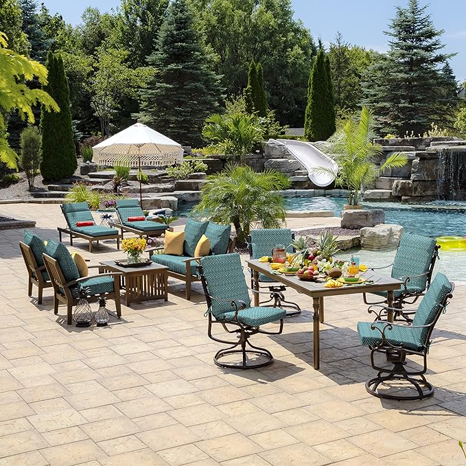 Arden Outdoor Deep Seat Cushion Set, 24 in x 24 in, Weather-Proof, Rain-Proof, Fade Resistant Patio Cushion for Chair, Sofa, and Couch Alana Tile