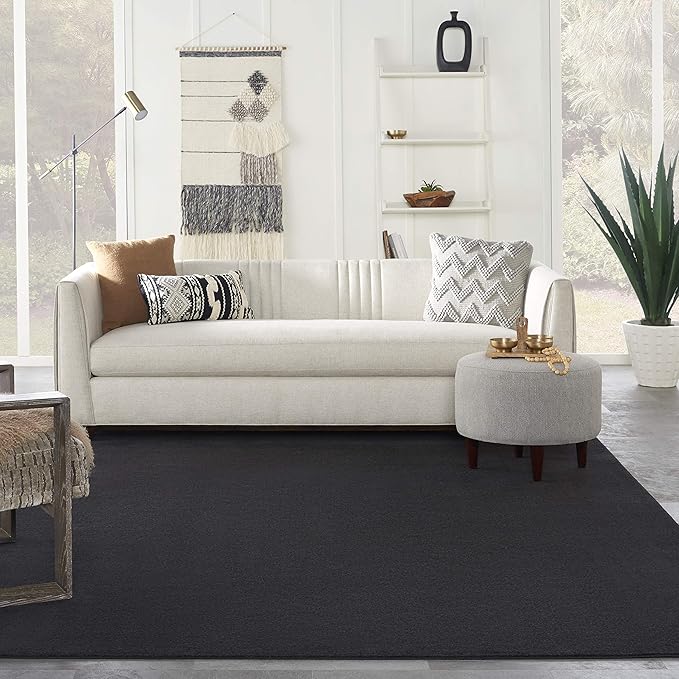 Nourison Home Essentials Solid Contemporary Black 7' X 10' Area Rug , 7' X 10'