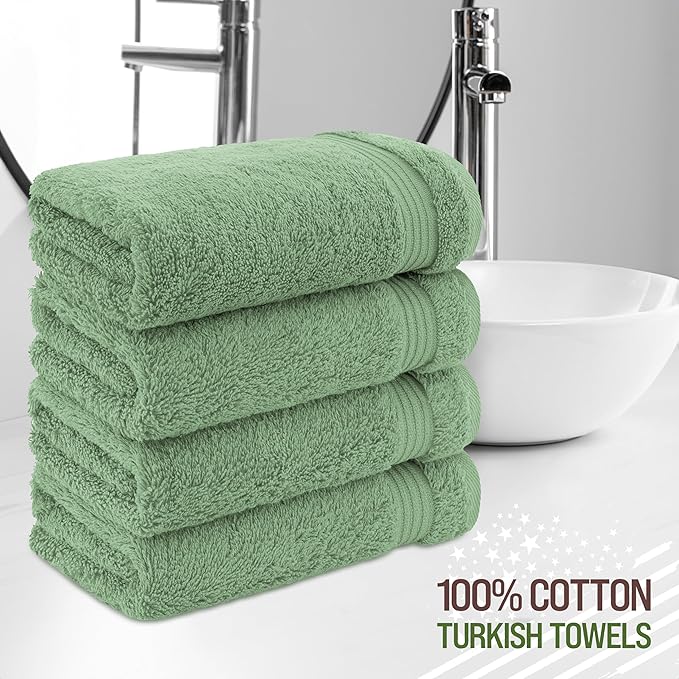 American Veteran Towel, Hand Towels for Bathroom Set of 4, 100% Cotton Turkish Hand Towel Sets Clearance Prime, Soft Hand Face Towels, Sage Green Hand Towels