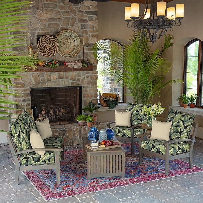Arden Outdoor Deep Seat Cushion Set, 24 in x 24 in, Weather-Proof, Rain-Proof, Fade Resistant Patio Cushion for Chair, Sofa, and Couch Onyx Cebu