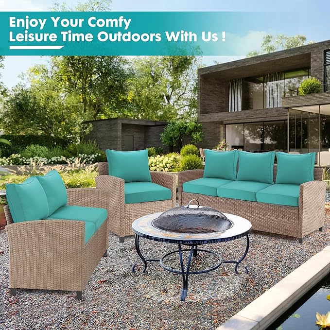 Outdoor Deep Seating Cushion Set, 24" x 24", Waterproof & Fade Resistant Patio Furniture Cushions with Handle, Deep Seat and Back Cushion for Chair and Sofa (2, Green)
