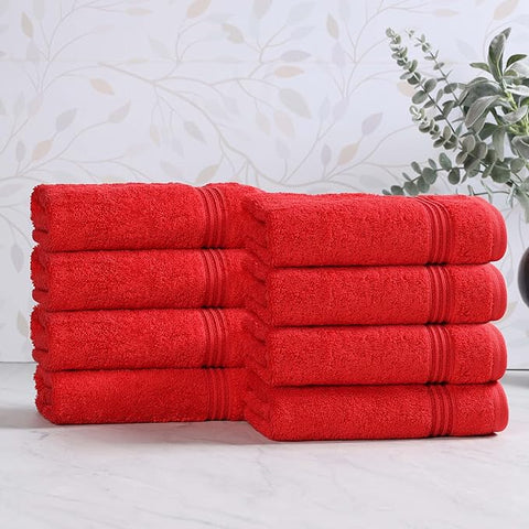 Superior Egyptian Cotton Hand Towel Set, Small Towels for Home Bathroom, Master, Guest Bath, Decor Essentials, Quick Dry, Absorbent, Kitchen, Spa, Hotel, Resort, Adult, Kids, Set of 8, Red
