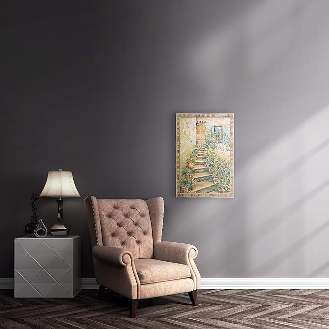 Tuscan Villa II by Roger Duvall | Woven Tapestry Wall Art Hanging | Rustic Italian Village Steps | 100% Cotton USA Size 34x26
