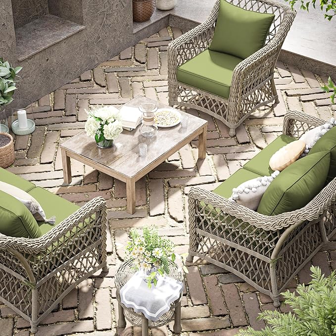 Premium Outdoor Seat Cushion Chair Cushions for Patio Furniture 22 L X 24 W X 4 H Waterproof & Fade Resistant Deep Seat and Backrest Cushion Set with Removable Covers for Chair, Sofa