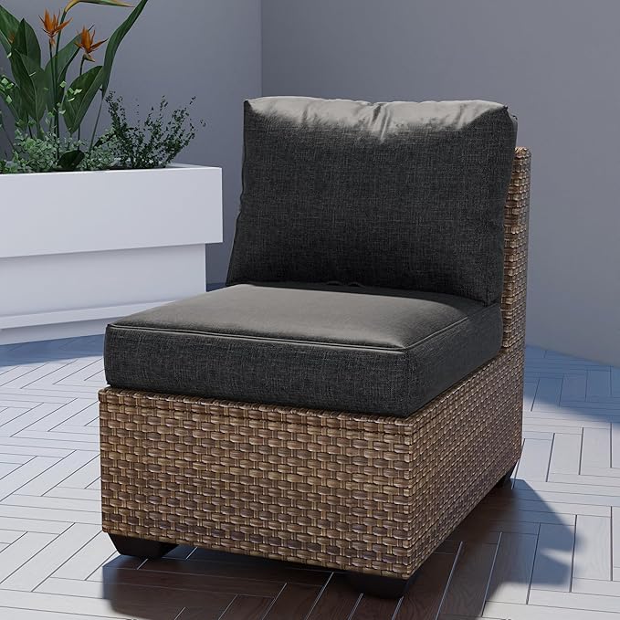 UIXE Outdoor Deep Seat Cushion Set with Slipcovers, Patio Furniture Cushions & Back Pad, Water-Resistant Outdoor Cushion Covers Backyard Sectional Sofa Cushions for Bistro Chair - Charcoal Gray