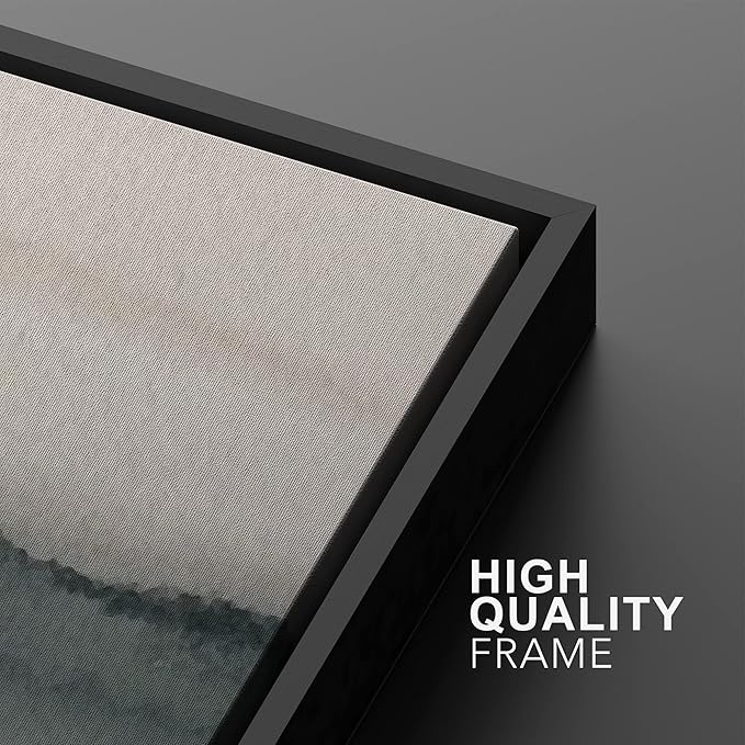 SIGNWIN Framed Canvas Print Wall Art Set Duotone Gray Pastel Landscape Abstract Shapes Illustration Modern Art Decorative Nordic Chic Relax/Zen for Living Room, Bedroom, Office - 24"x36"x2 Black
