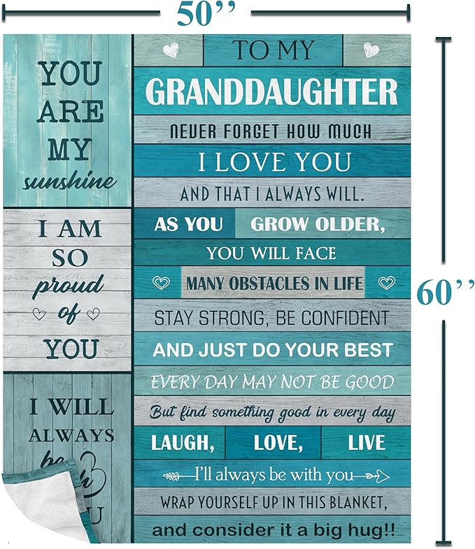 Granddaughter Gifts from Grandma/Grandpa,Gifts for Granddaughter Christmas Birthday Graduation Wedding Valentine, Granddaughters Blanket 60x50in