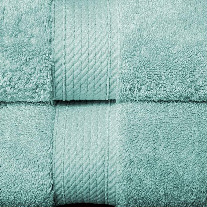 BLUENILEMILLS Premium Towel Collection, Egyptian Cotton Towels for Shower and Bathroom Assorted 6-Piece Towel Set, 30" x 55", 20" x 30", 13" x 13", Sea Foam by Blue Nile Mills