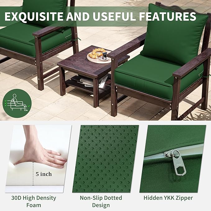 Premium Outdoor Seat Cushion Chair Cushions for Patio Furniture 24 L X 24 W X 5 H Waterproof & Fade Resistant Deep Seat and Backrest Cushion Set with Removable Covers for Chair, Sofa
