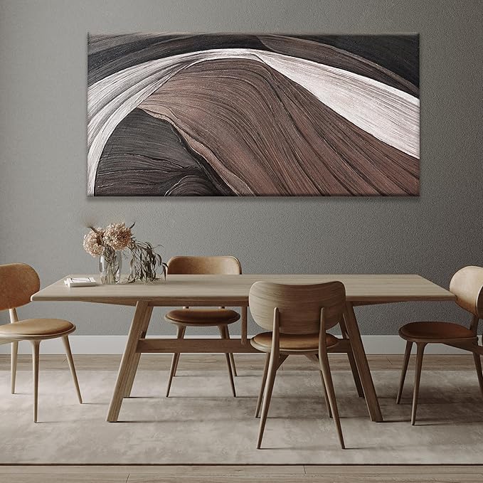 TAIJXAGSG Large Abstract Wall Art For Living Room Black And White Canvas Art Wall Decor Picture Painting Brown Maximalist Decor Artwork For Bedroom Dinning Room Modern Home Wall Decor 29x58 In