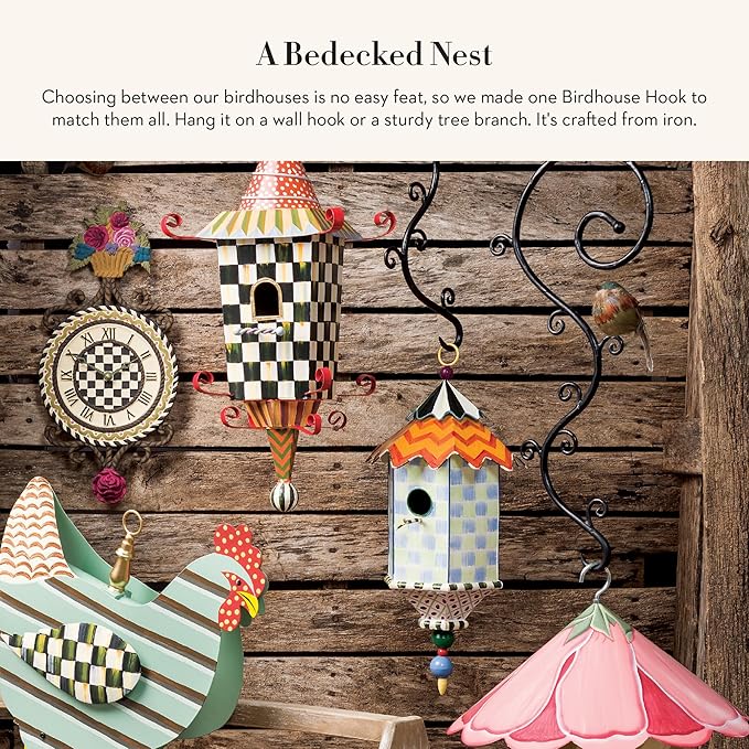 MACKENZIE-CHILDS Birdhouse Hook, Birdhouse Hanger Hook for Hanging Plants and Outdoor Decor