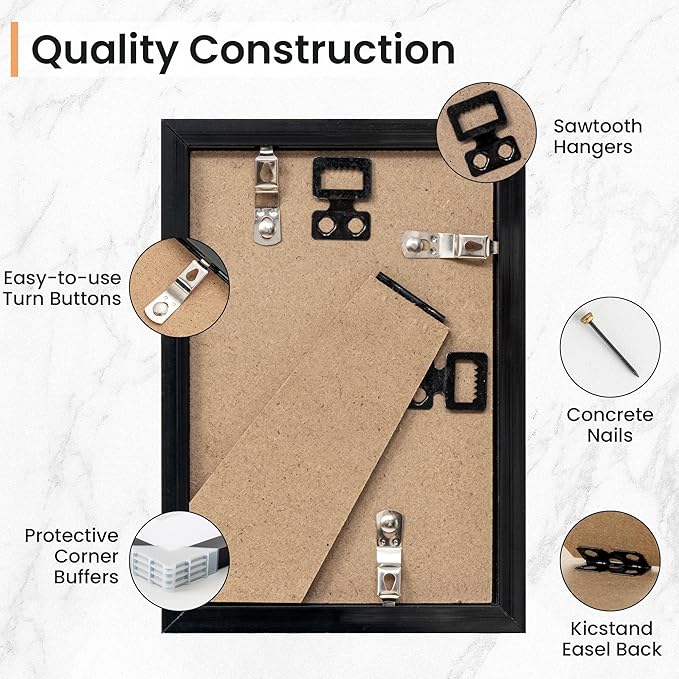 4x6 inch Picture Frame, 4x6 Photo Frames with 3.5x5 Removable Mat - High Definition Plexiglass - Vertical and Horizontal Display - Wall Hanging Frame - Black, 12 Pack