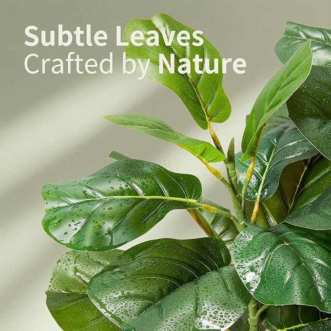 Worth Garden 74.8in Artificial Fiddle Leaf Fig Tree 6.2ft Tall Fake Plant with Pot, Indoor Outdoor Greenery for Home Office Living Room Bedroom Decoration