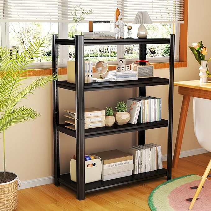 Tall Bookshelf with Open Shelves, Metal Office Book Shelf, Adjustable Organizer Bookcase, Standing Storage Organizer Shelf for Living Room (40" W*14" D*54" H)