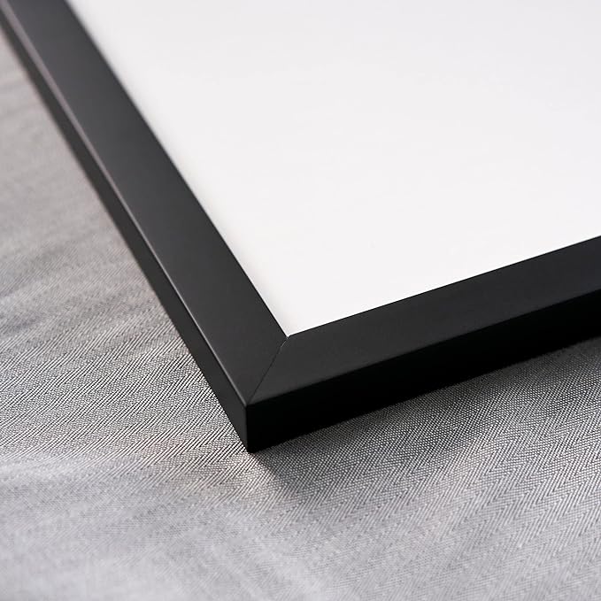 10x15 Frame with Mat - Black 12x17 Frame Wood Made to Display Print or Poster Measuring 10 x 15 Inches with White Photo Mat