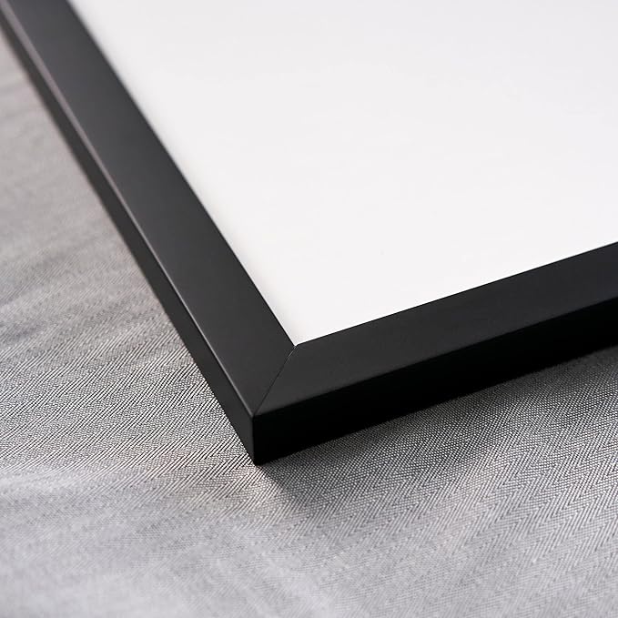 11.5x17 Frame with Mat - Black 14x19 Frame Wood Made to Display Print or Poster Measuring 11.5 x 17 Inches with Black Photo Mat