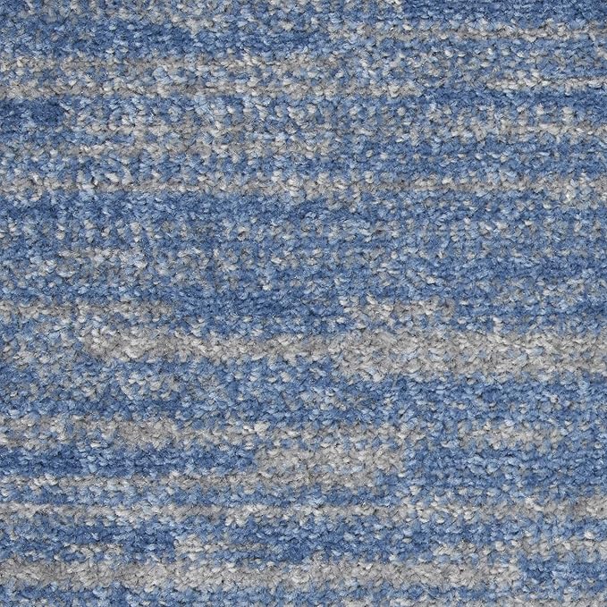 Nourison Home Essentials Solid Indoor/Outdoor Blue/Grey 2'2" x 14 Area Rug, Easy Cleaning, Non Shedding, Bed Room, Living Room, Dining Room, Deck, Patio, Backyard (2x14)