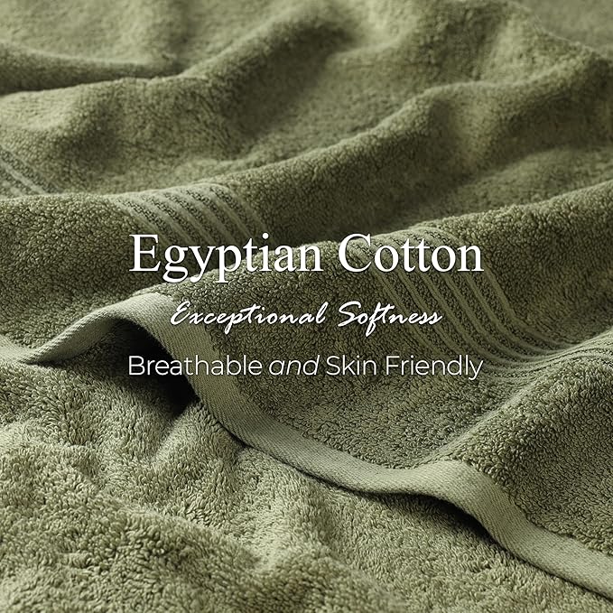 Superior Egyptian Cotton Bath Sheet Set, Oversized Towels for Home Bathroom, Master, Guest Bath, Decor Essentials, Quick Dry, Absorbent, Large Body Towel, Spa, Hotel, Resort, Set of 2, Forest Green