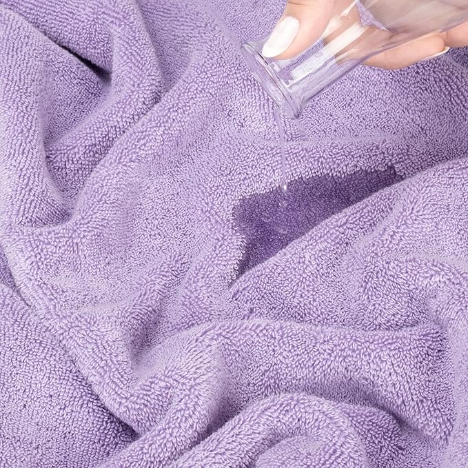 American Soft Linen Salem 100% Cotton Turkish 4 Piece Hand Towels for Bathroom, 600 GSM Soft Absorbent Quickdry Hand Face Towel Set, Lilac