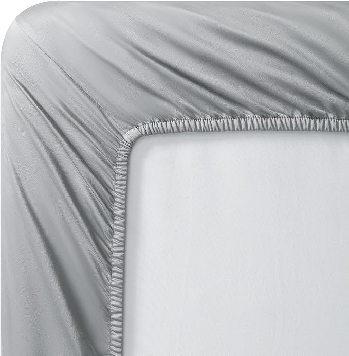 Vera Wang - King Sheet Set, Luxury Sateen Cotton Bedding, 800 Thread Count, Soft & Smooth Room Essentials (Steel Grey, King)