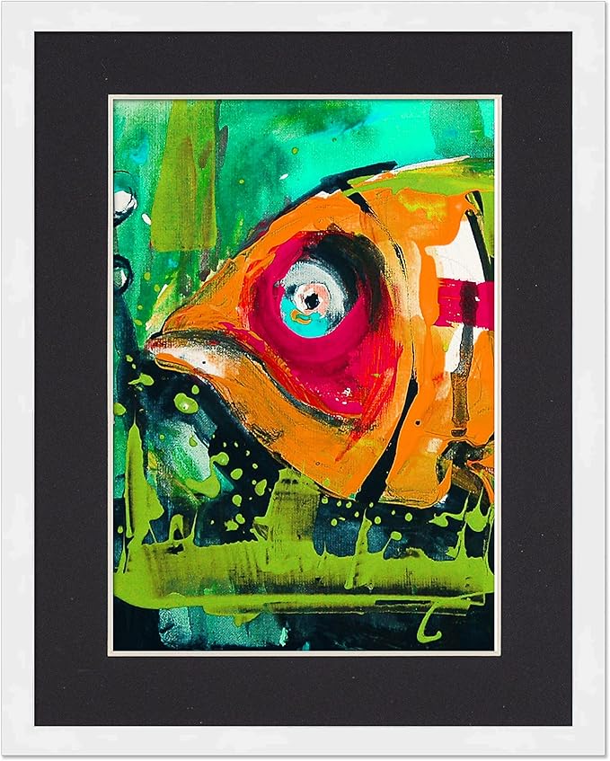 12x14 Frame with Mat - White 14x16 Frame Wood Made to Display Print or Poster Measuring 12 x 14 Inches with Black Photo Mat