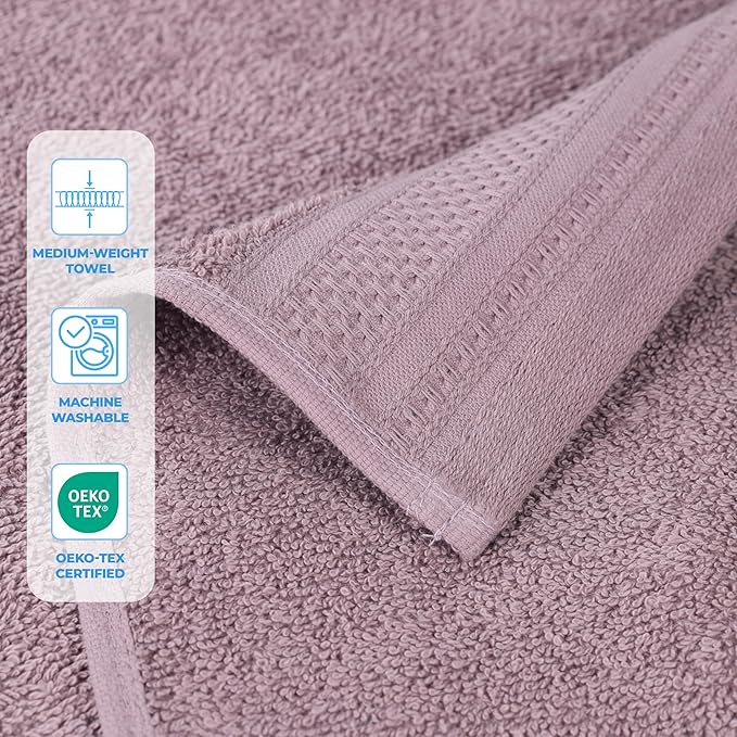 Superior Honeycomb Cotton Medium Weight Towels, for Guest Bath, Master Bathroom, Shower, Quick Dry, Adults, Home Essentials, Textured Waffle Border, Towel Set, Bath Towels, Set of 4, Sea Fog
