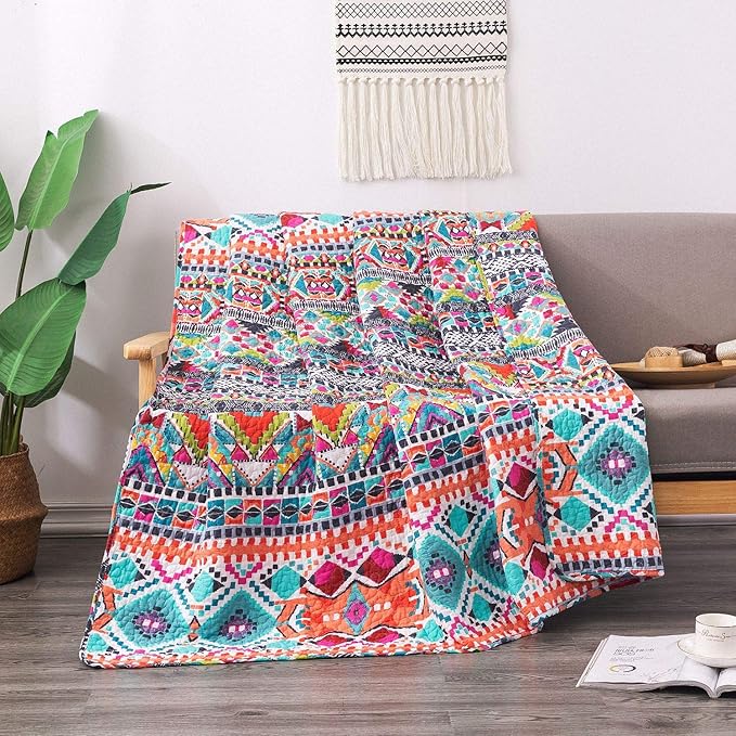 NEWLAKE Quilted Throw Blanket for Bed Couch Sofa, Boundless Universe Pattern, 60X78 Inch