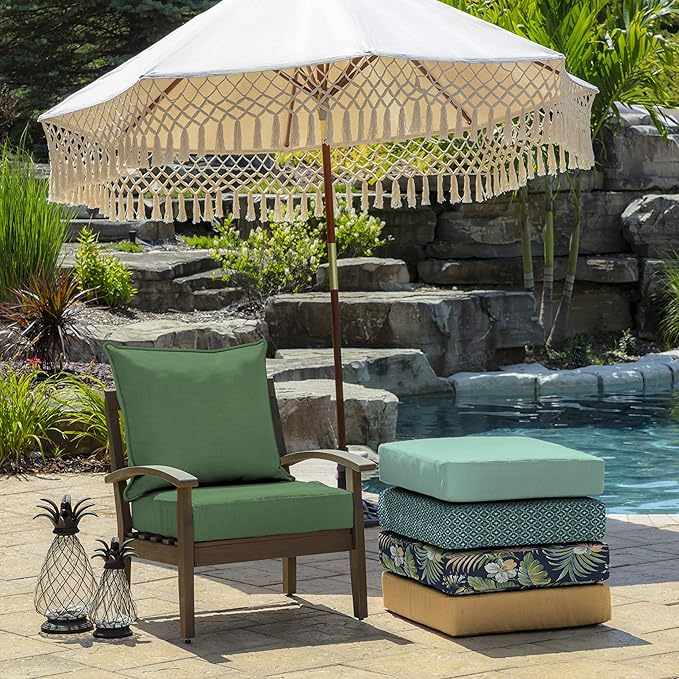Arden Outdoor Deep Seat Cushion Set, 24 in x 24 in, Weather-Proof, Rain-Proof, Fade Resistant Patio Cushion for Chair, Sofa, and Couch Bright Moss Green Leala