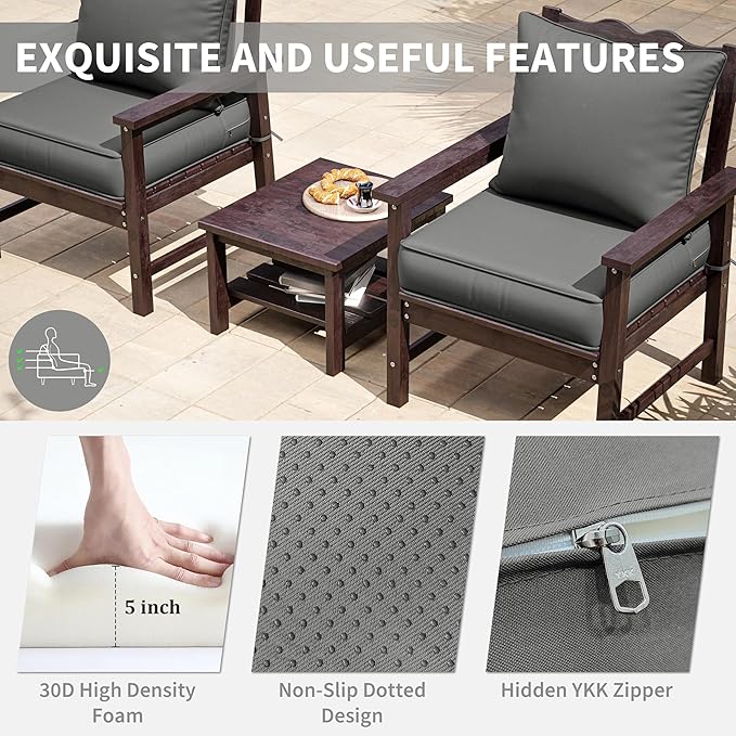 Premium Outdoor Seat Cushion Chair Cushions for Patio Furniture 24 L X 24 W X 5 H Waterproof & Fade Resistant Deep Seat and Backrest Cushion Set with Removable Covers for Chair, Sofa