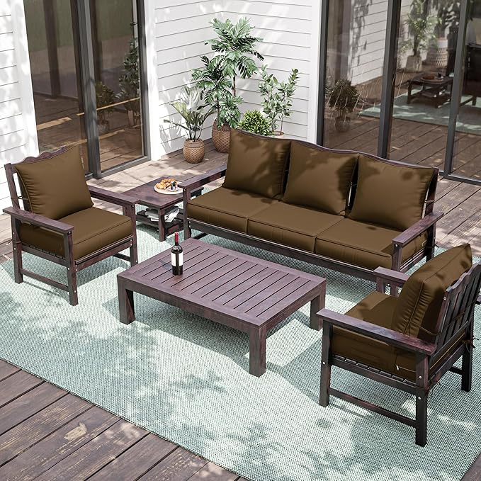 Premium Outdoor Seat Cushion Chair Cushions for Patio Furniture 22 L X 24 W X 4 H Waterproof & Fade Resistant Deep Seat and Backrest Cushion Set with Removable Covers for Chair, Sofa