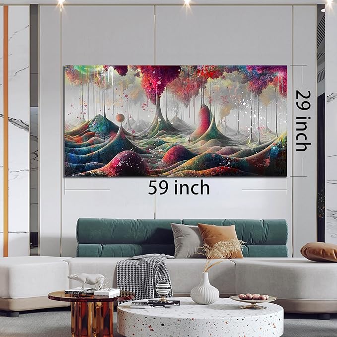 JKWALL77 Graffiti Canvas Wall-Art - Mountain Pictures Wall Decor Living Room Modern - large Wall Art Ready to Hang Size 59"x 29"