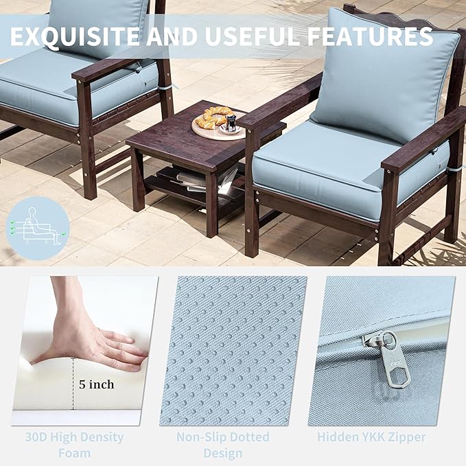 Premium Outdoor Seat Cushion Chair Cushions for Patio Furniture 24 L X 24 W X 5 H Waterproof & Fade Resistant Deep Seat and Backrest Cushion Set with Removable Covers for Chair, Sofa