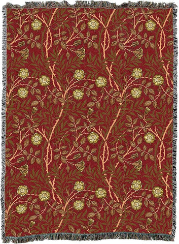 Pure Country Weavers William Morris Sweetbriar Scarlet Blanket XL - Arts & Crafts - Gift Tapestry Throw Woven from Cotton - Made in The USA (82x62)