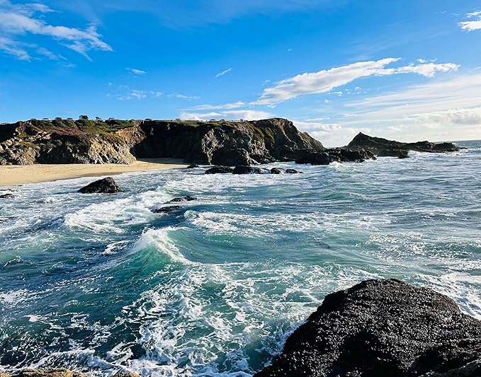 Bodega Bay Coastal Wall Art – Framed Ocean Photography Print – California Nature Landscape Poster – Seascape Decor for Living Room or Bedroom - (16x20 inches) - Wooden Framed (White)
