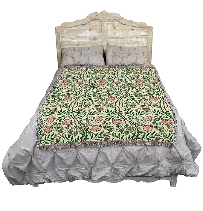 Pure Country Weavers William Morris Sweetbriar Blanket - Arts & Crafts - Gift Tapestry Throw Woven from Cotton - Made in The USA (72x54) Original