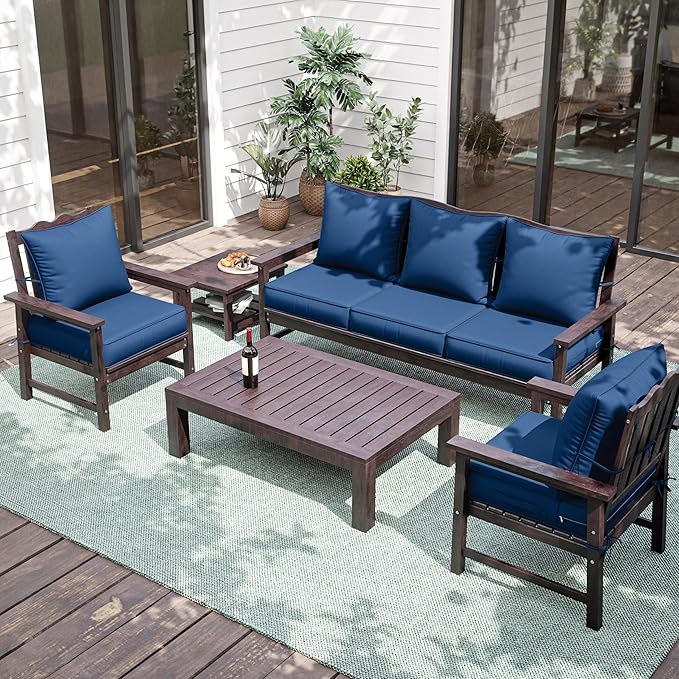 Premium Outdoor Seat Cushion Chair Cushions for Patio Furniture 19 L X 19 W X 4 H Waterproof & Fade Resistant Deep Seat and Backrest Cushion Set with Removable Covers for Chair, Sofa