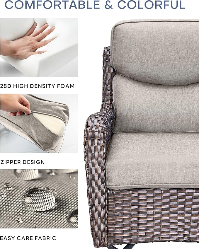 22x25/22x24 Outdoor Chair Cushions Set of 4 - Heavy Duty High Back Replacement Zippered Cushion for Patio Furniture Set Dining Gliding Rocking Chairs Loveseat L-Shape Sofa - Beige/Smile