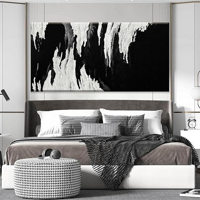 TAIJXAGSG Large Abstract Wall Art Canvas Art Wall Decor Black And White Wall Art Canvas Picture Painting Artwork For Bedroom Dinning Room Canvas Art Modern Home Wall Decor 29 x 58 In