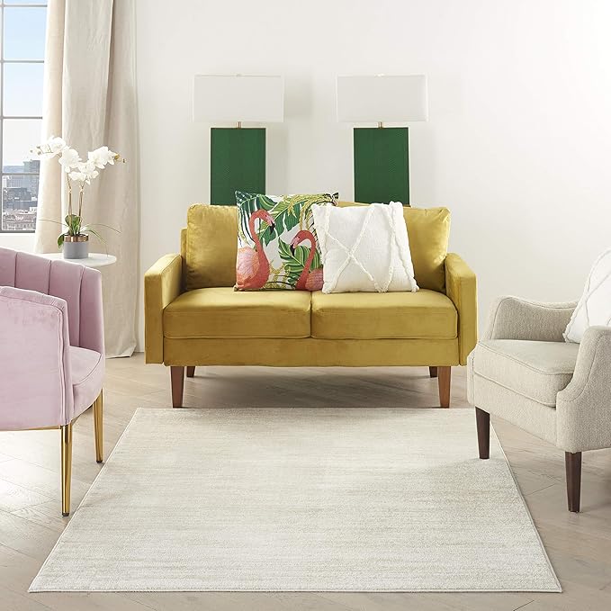 Nourison Home Essentials Solid Contemporary Ivory Beige 5' X 7' Area Rug , 5' X 7'