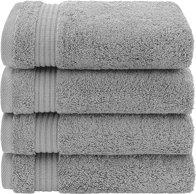American Veteran Towel, Hand Towels for Bathroom Set of 4, 100% Cotton Turkish Hand Towel Sets Clearance Prime, Soft Hand Face Towels, Light Grey Hand Towels