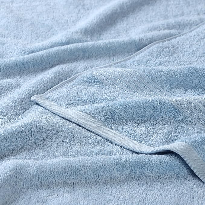 Superior Egyptian Cotton 6-Piece Towel Set, Bathroom Essentials, Towels For Bathroom, Apartment, Airbnb, Guest Bath, Face, Hand, Bath Towels, Washcloths, Absorbent, Fast Drying, Light Blue