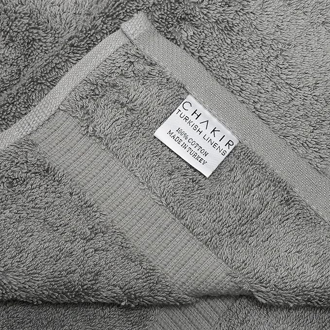 Chakir Turkish Linens 100% Cotton Premium Turkish Towels for Bathroom | 30'' x 60'' Large Bath Towels (4 Piece, Gray)