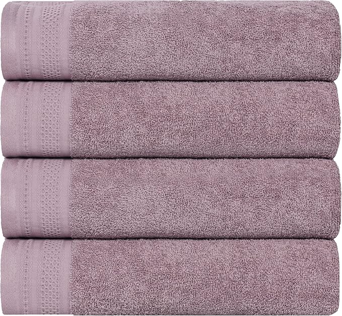 Superior Honeycomb Cotton Medium Weight Towels, for Guest Bath, Master Bathroom, Shower, Quick Dry, Adults, Home Essentials, Textured Waffle Border, Towel Set, Bath Towels, Set of 4, Sea Fog