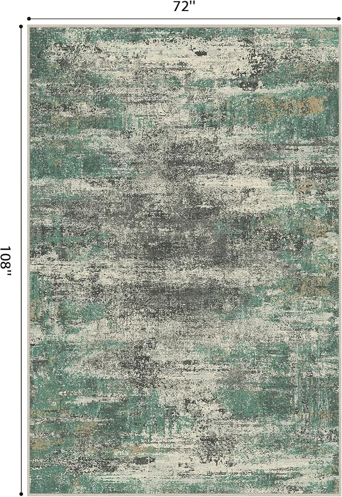 GENIMO Washable Rug-6x9 Area Rugs Lightweight Low Pile Carpet with Rubber Backing, Modern Pet Friendly Decorative Rug for Living Room, Bedroom, Playroom, Sage Green