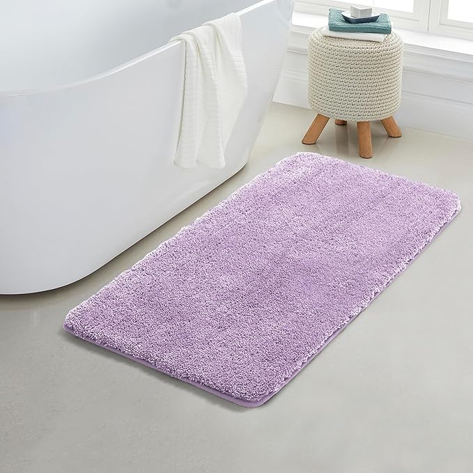 YHF Bathroom Rugs 20" X 32", Extra Thick & Soft Microfiber Shaggy, Machine Washable Bath Mats, Absorbent Bath Rugs, Non-Slip Rubber Backing Bath Mat for Bathroom Floor, Tub and Shower, Lavender