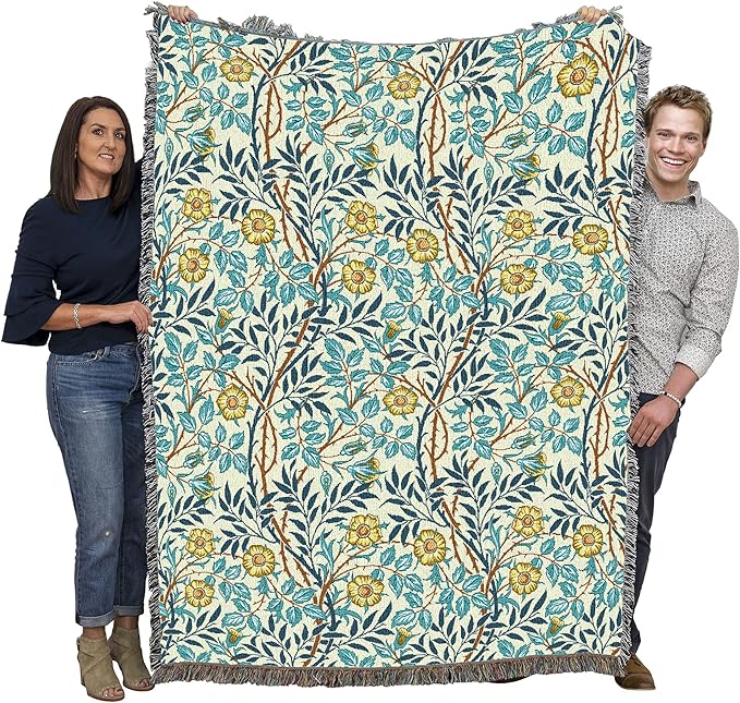 Pure Country Weavers William Morris Sweetbriar Mellow Blanket - Arts & Crafts - Gift Tapestry Throw Woven from Cotton - Made in The USA (72x54)
