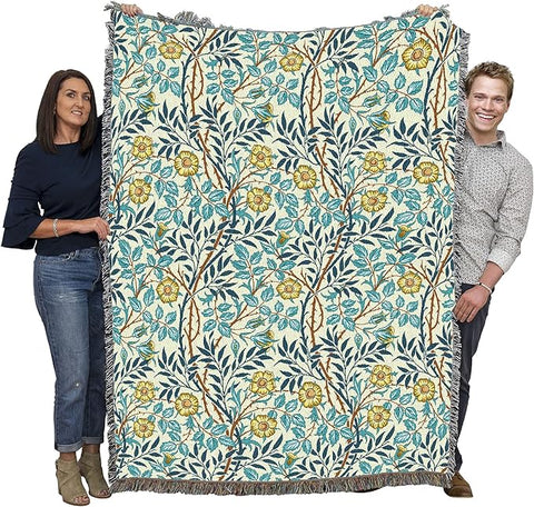 Pure Country Weavers William Morris Sweetbriar Mellow Blanket - Arts & Crafts - Gift Tapestry Throw Woven from Cotton - Made in The USA (72x54)
