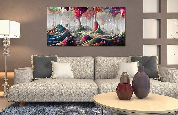 JKWALL77 Mountain Wall-Decor - Graffiti Poster Wall Art - Abstract Canvas Wall Art For Living Room Ready To Hang Size 40" x 20"